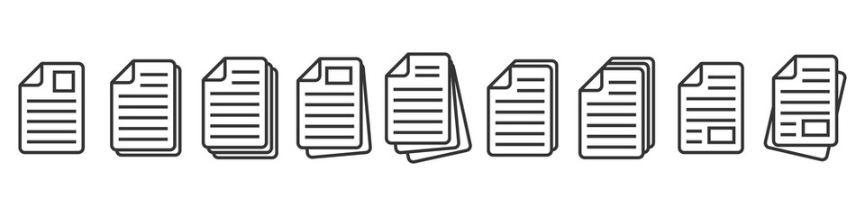 Wall Mural - paper documents icons. linear file icons.