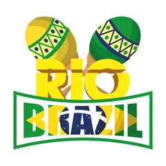 Canvas Print - brazil carnival poster with lettering and maracas