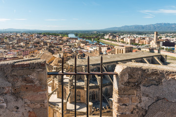 Wall Mural - City panorama, view from Tortosa castle, Catalonia, Tarragona, Spain.
