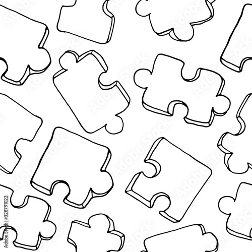 Seamless Pattern With Jigsaw Puzzle Pieces On White Background Hand Drawn Simple Vector Illustration Stock Vector Adobe Stock Seamless Pattern With Jigsaw Puzzle Pieces On White Background Hand Drawn Simple Vector Illustration Stock Vector Adobe Stock