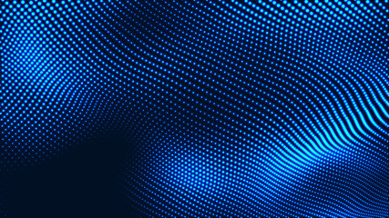 Wall Mural - dot white blue wave light screen gradient texture background. abstract technology big data digital b