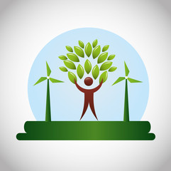 Sticker - eco friendly poster with human figure and leafs