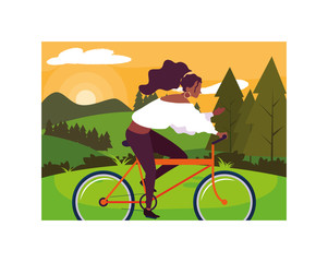 Canvas Print - woman with bicycle, woman with healthy lifestyle