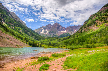 Landscape of Maroon Bells at Aspen Colorado Denver USA