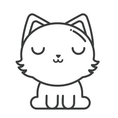 Sticker - cute cat on white background, line style icon