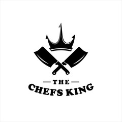 Wall Mural - knife and crown image, logo for professional master chef  Logo Design inspiration