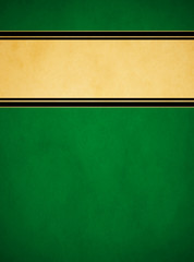 Wall Mural - Elegant Rich Green Parchment. Textured Gold Banner with Black and Gold Trim.