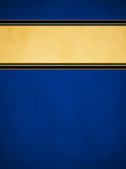 Wall Mural - Elegant Rich Blue Parchment. Textured Gold Banner with Black and Gold Trim.