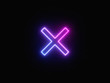 Blue and purple neon light icon isolated in black background. Vibrant colors, laser show. 3d rendering - illustration.