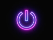 © Jiva Core - Blue and purple neon light icon isolated in black background. Vibrant colors, laser show. 3d rendering - illustration.