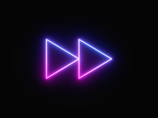 Blue and purple neon light icon isolated in black background. Vibrant colors, laser show. 3d rendering - illustration.