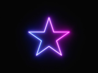 Blue and purple neon light icon isolated in black background. Vibrant colors, laser show. 3d rendering - illustration.