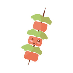 Sticker - delicious roasted skewer on white background