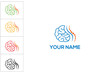 Connected Dot Line Brain and spinal Logo Template