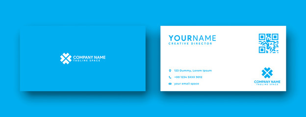 clean blue business card design. flat and modern style business card template . double sided minimalist business card 