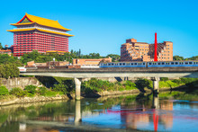 Landscape Of Taipei By The River With Grand Hotel