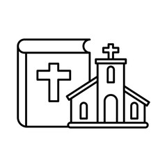 Wall Mural - church with catholic cross in white background