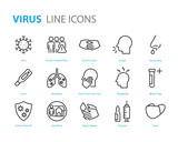 Fototapeta  - set of coronavirus icons, virus, ncov-2019, disease, sickness, illness