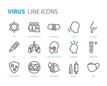 Set Of Coronavirus Icons, Virus, Ncov-2019, Disease, Sickness, Illness