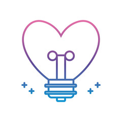 Poster - heart bulb light icon, gradient line style