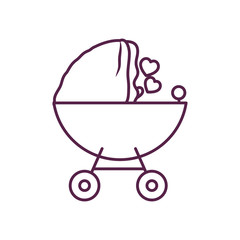 Sticker - baby stroller line style icon vector design