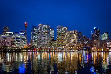 Fototapete - Sydney at Darling Harbour by Night