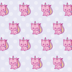 Canvas Print - kawaii unicorns background, colorful design