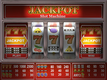 Slot Machine In A Casino. Onliine Casino And Gambling Background.
