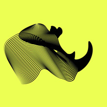 Rhino Vector Illustration Yellow Background Linocut Animal
