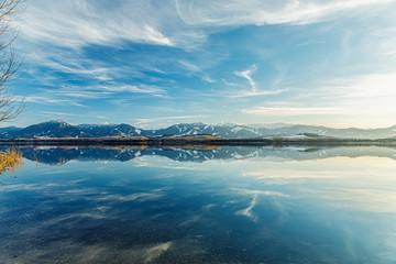 Canvas Print - Beautiful landscape, lake with mountain in background.