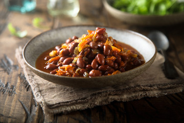 Homemade bean stew with vegetables