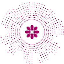 Purple Flower Icon Isolated On White Background. 8 March. International Happy Women Day. Abstract Circle Random Dots. Vector Illustration
