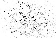 Black Blobs Isolated On White. Ink Splash. Brushes Droplets. Grainy Texture Background. Digitally Generated Image. Vector Illustration, EPS 10.