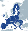 © Peter Hermes Furian - Map of European Union member states after Brexit, English labeling. 27 EU member states, after United Kingdom left. Special member state territories are not included in the map. Illustration. Vector.