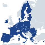 Fototapeta  - European Union member states after Brexit, political map. The 27 EU member states, after United Kingdom left in 2020. Special member state territories are not included in the map. Illustration. Vector