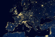 Leinwandbild Motiv Earth at night, city lights showing human activity in Europe from space. Elements of this image furnished by NASA.