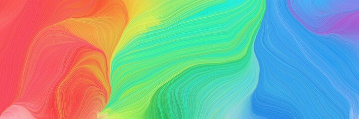 Poster - beautiful vibrant colored banner with medium turquoise, coral and pastel green color. modern waves background illustration