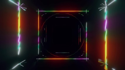 Wall Mural - futuristic neon tunnel 3d render animation