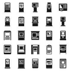 Poster - Bank atm machine icons set. Simple set of bank atm machine vector icons for web design on white background