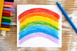 © rosinka79 - Hand drawing Rainbow with wax crayons.