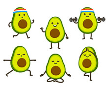 Funny Cartoon Avocado Character