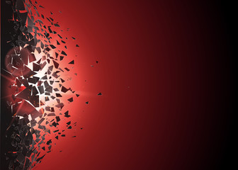 Wall Mural - abstract cloud of pieces and fragments after explosion. shatter and destruction effect. demolition s