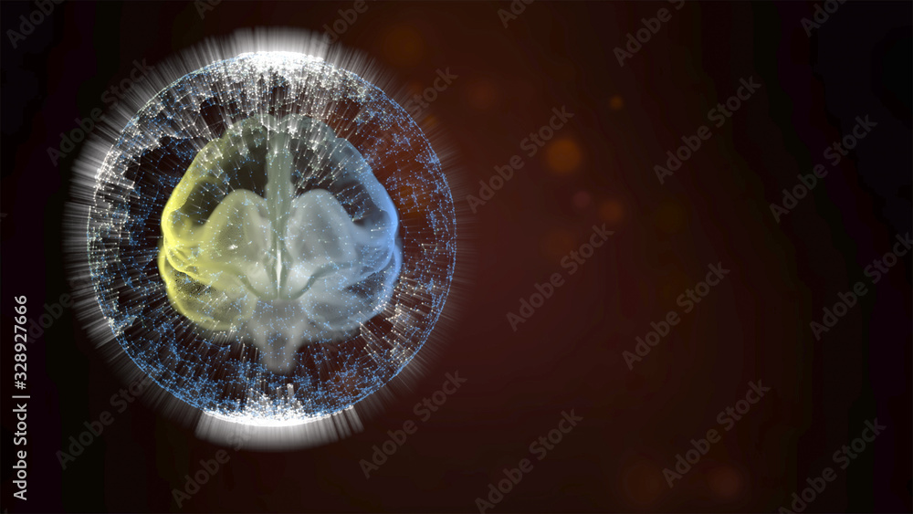 Uliminating Brain Illuminating brain in the process of intense learning, beaming light ...