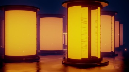 Wall Mural - futuristic pillars 3d render animation loop