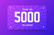 5000 followers illustration in gradient violet style. Vector illustration for celebrating number of followers and subscribers.