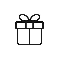 Wall Mural - Gift box icon in line style isolated on white. vector illustration