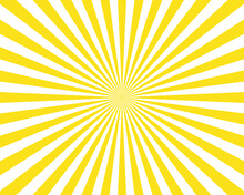 Abstract Light Yellow Sun Rays Background, Vector Illustration