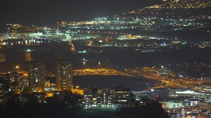 Wall Mural - Haifa And Metropolitan Area Of Haifa at Night,  Industrial Zone of Haifa At Night, Aerial View, The North Of Israel,