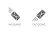 Incoming and outgoing message icons. E-mail signs, envelope