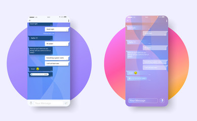 Aufkleber - Modern Chat. Flat ui. Messenger chat app template composition with mockup images. Vector UI, UX, KIT.
